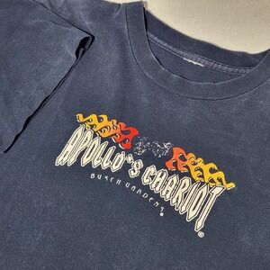 Vintage Busch Gardens Apollo's Chariot Roller Coaster Graphic Tee Navy Blue XL